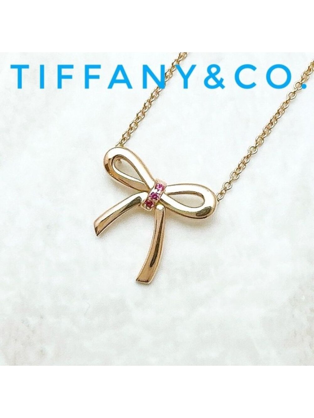 Tiffany & Co Colored Stone Ribbon Pink Gold Necklace 41